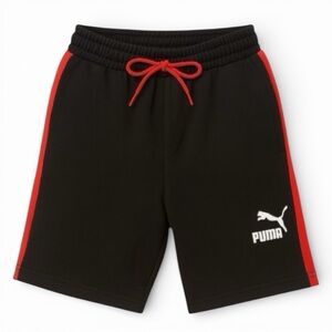PUMA Black & Red Fleece-Lined Athletic Shorts | Size M | Excellent Condition
